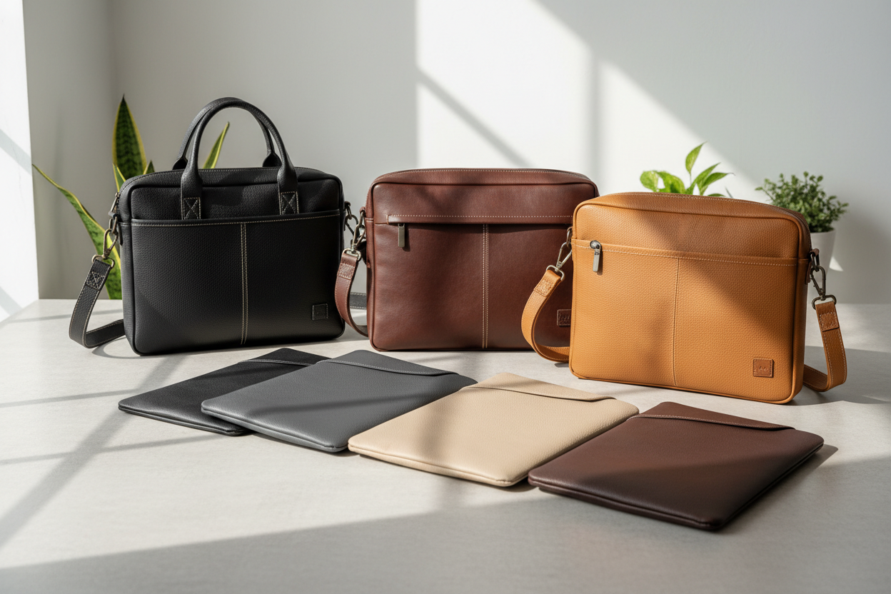 VEGAN LEATHER LAPTOP BAGS AND SLEVES